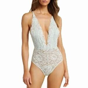 Free People Intimately NWT We are Hah White Lace One Piece Bodysuit Teddy Small